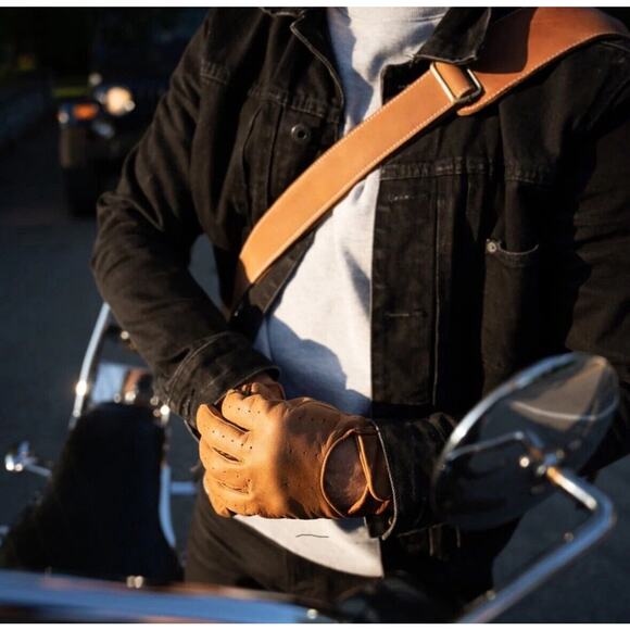 Vintage Grandoe BILL BLASS Brown Leather Driving Gloves M-size - NEW !Rare! - Picture 6 of 6